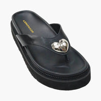 Silver Heart Platform Sandals