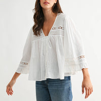 White Cotton Blouse with Lace
