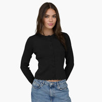 Black Scalloped Long Sleeve Knit Cardigan