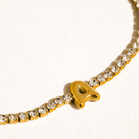 Chaplin 18K Gold Non-Tarnish Rhinestone Letter Bracelet