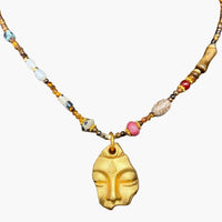 18K Gold Plated Head Stone Beaded Necklace