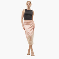 Satin and Lace Midi Skirt