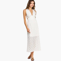 White Eyelet Maxi Dress With Open Back