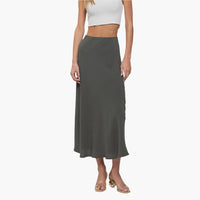 Sage Green High Waist Slip Midi Skirt