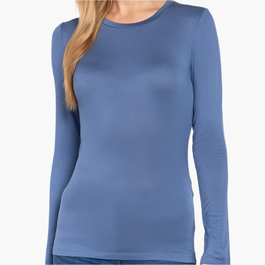 Long Sleeve Crew Neck Top Rayon Spandex Jersey Top