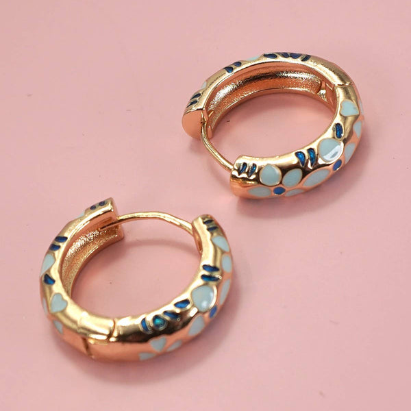 Floral Enamel Huggie Hoop Earrings