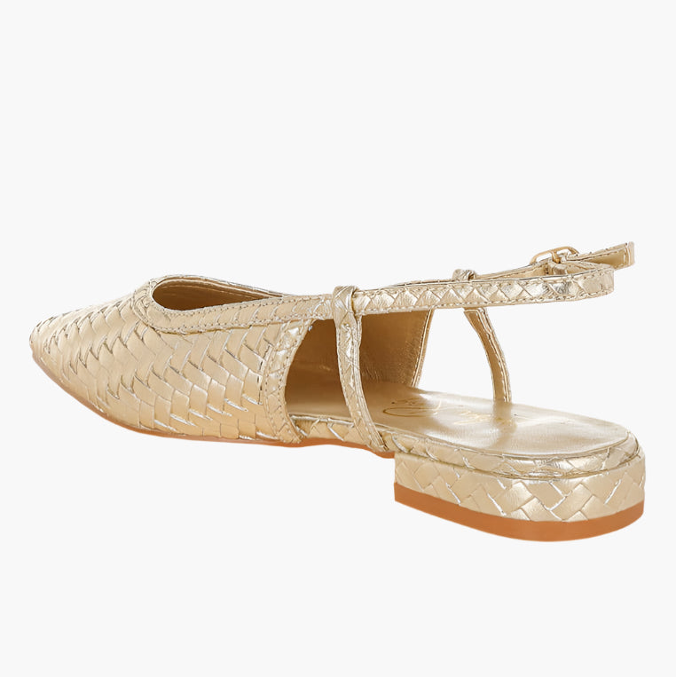 Kurina Metallic Woven Slingback Sandals