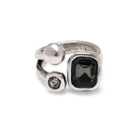 Handmade Smoky Crystal Brass Ring m