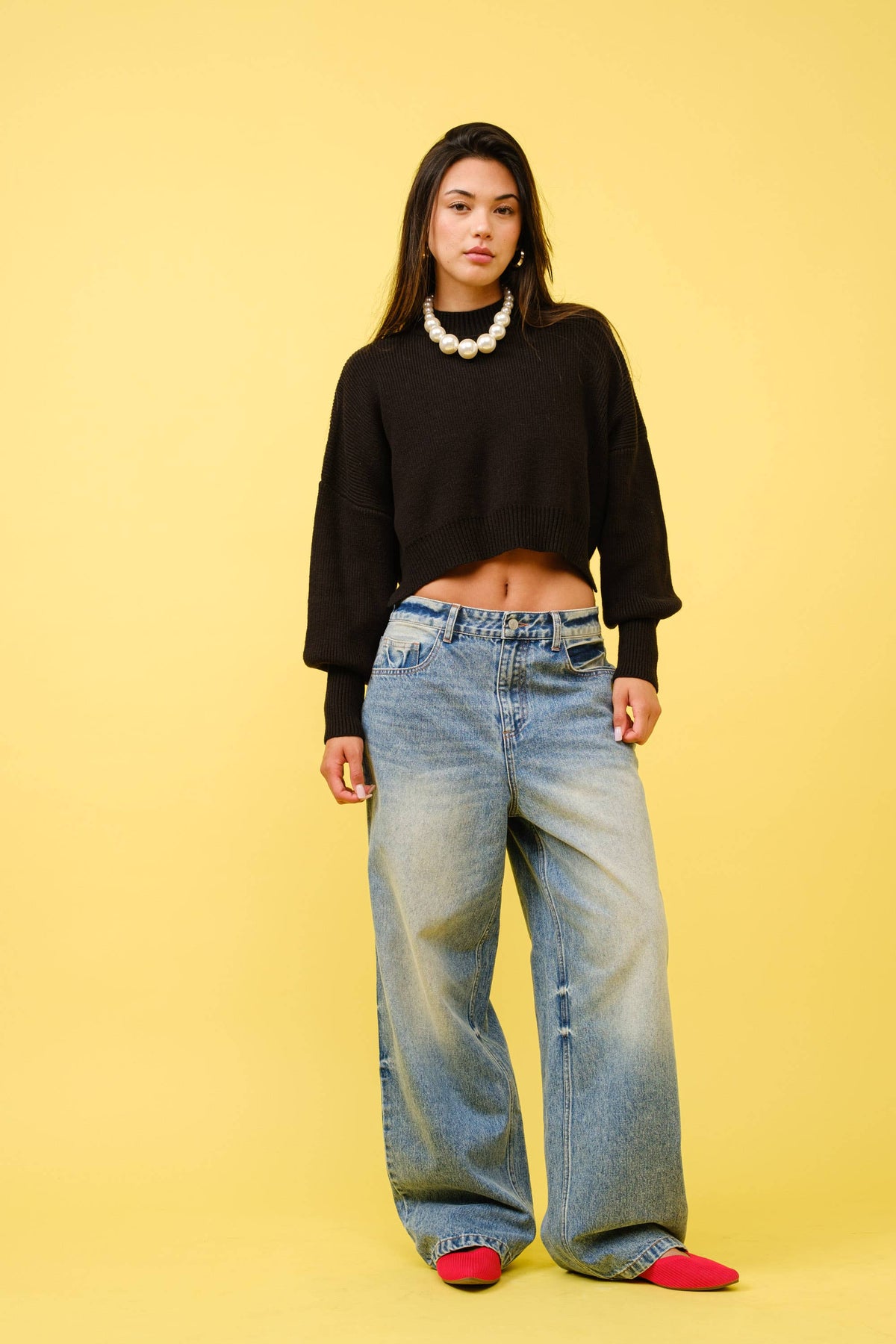 Faded Wide Leg Jeans