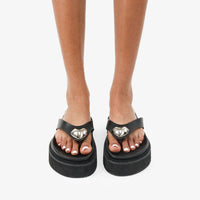 Silver Heart Platform Sandals