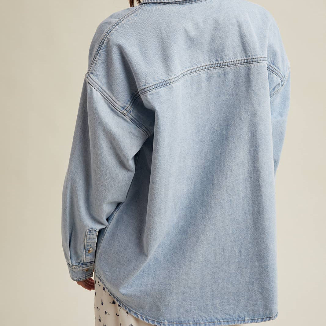 Light Denim Washed Button Up Shirt