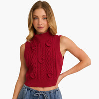 3D Heart Sleeveless Sweater