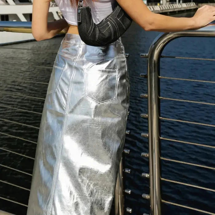 Lupe Metallic Maxi Skirt