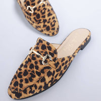 Leopard Alpine Horsebit Detail Mules