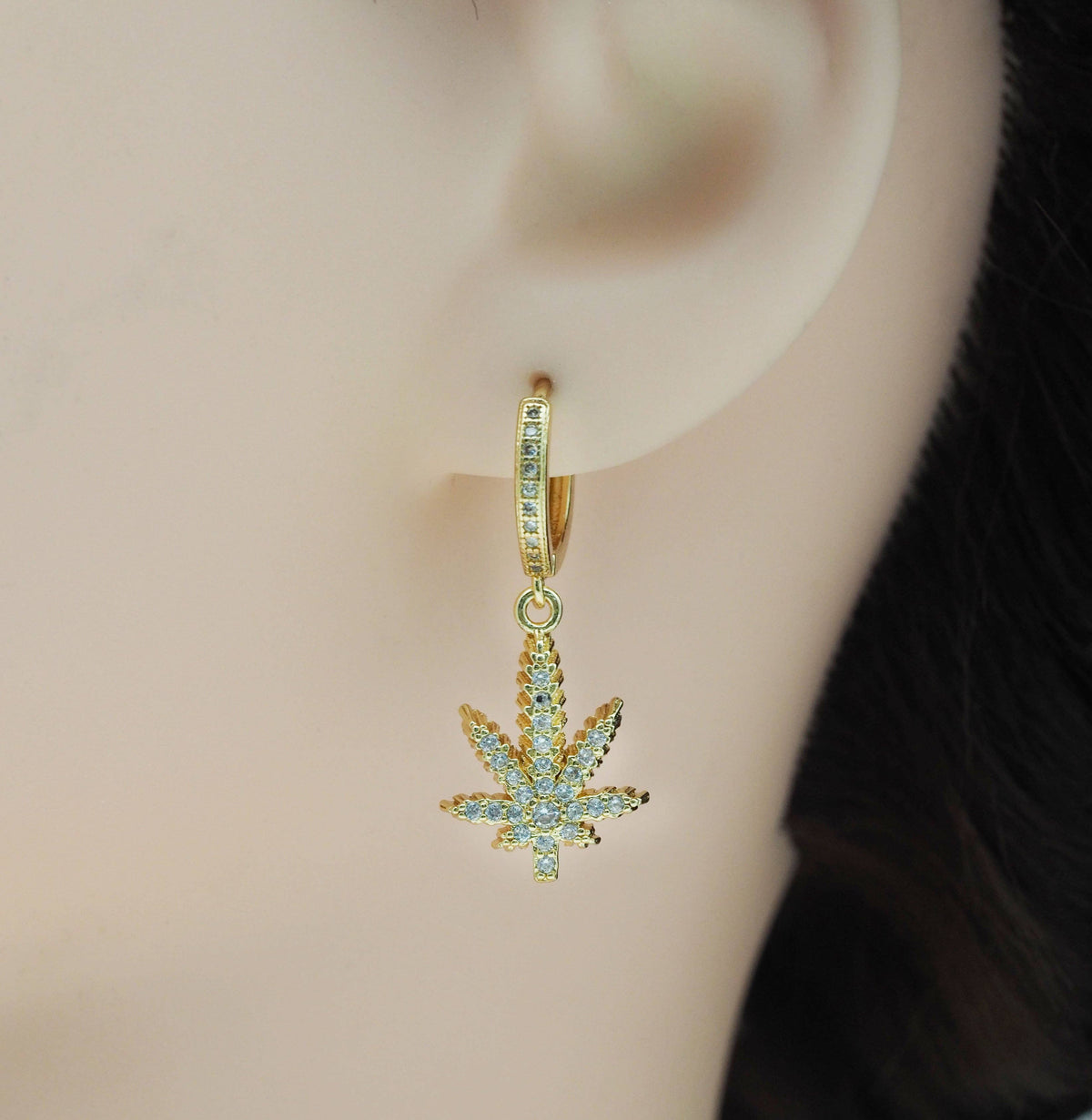 Gold Leaf Hoop Earrings