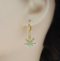 Gold Leaf Hoop Earrings