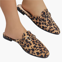 Leopard Alpine Horsebit Detail Mules