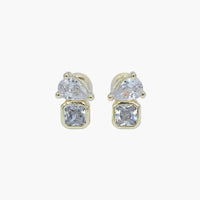 24K Gold Filled Clear CZ Baguette Teardrop Stud Earrings