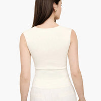 White Seamless Scoop Neck Knit Tank Top