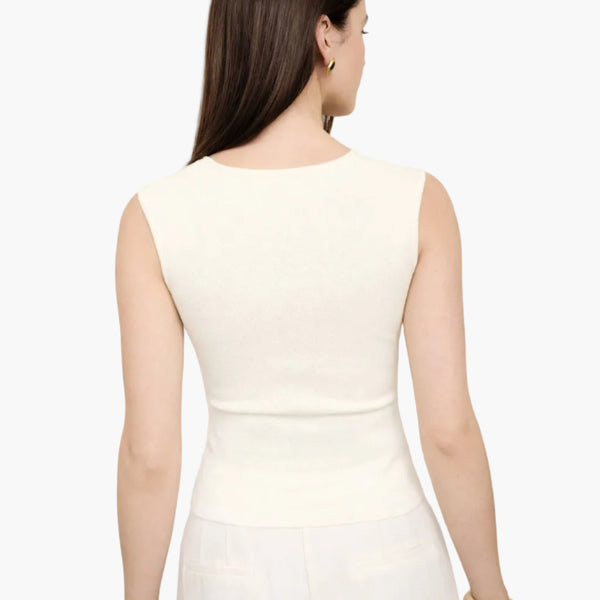 White Seamless Scoop Neck Knit Tank Top