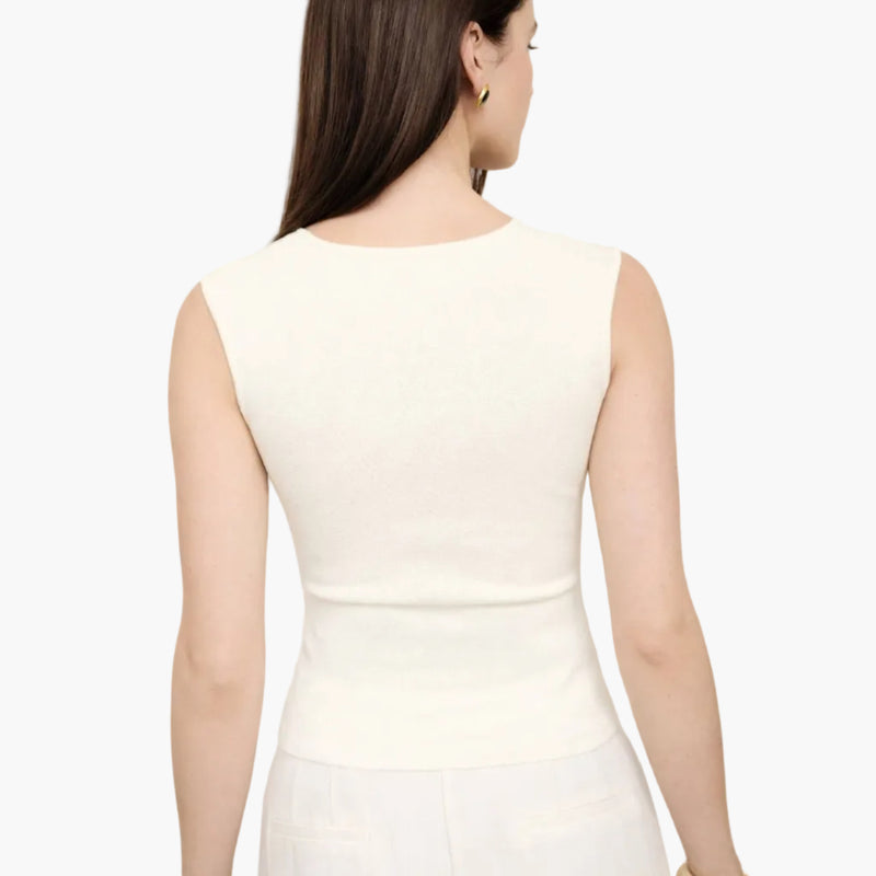 White Seamless Scoop Neck Knit Tank Top