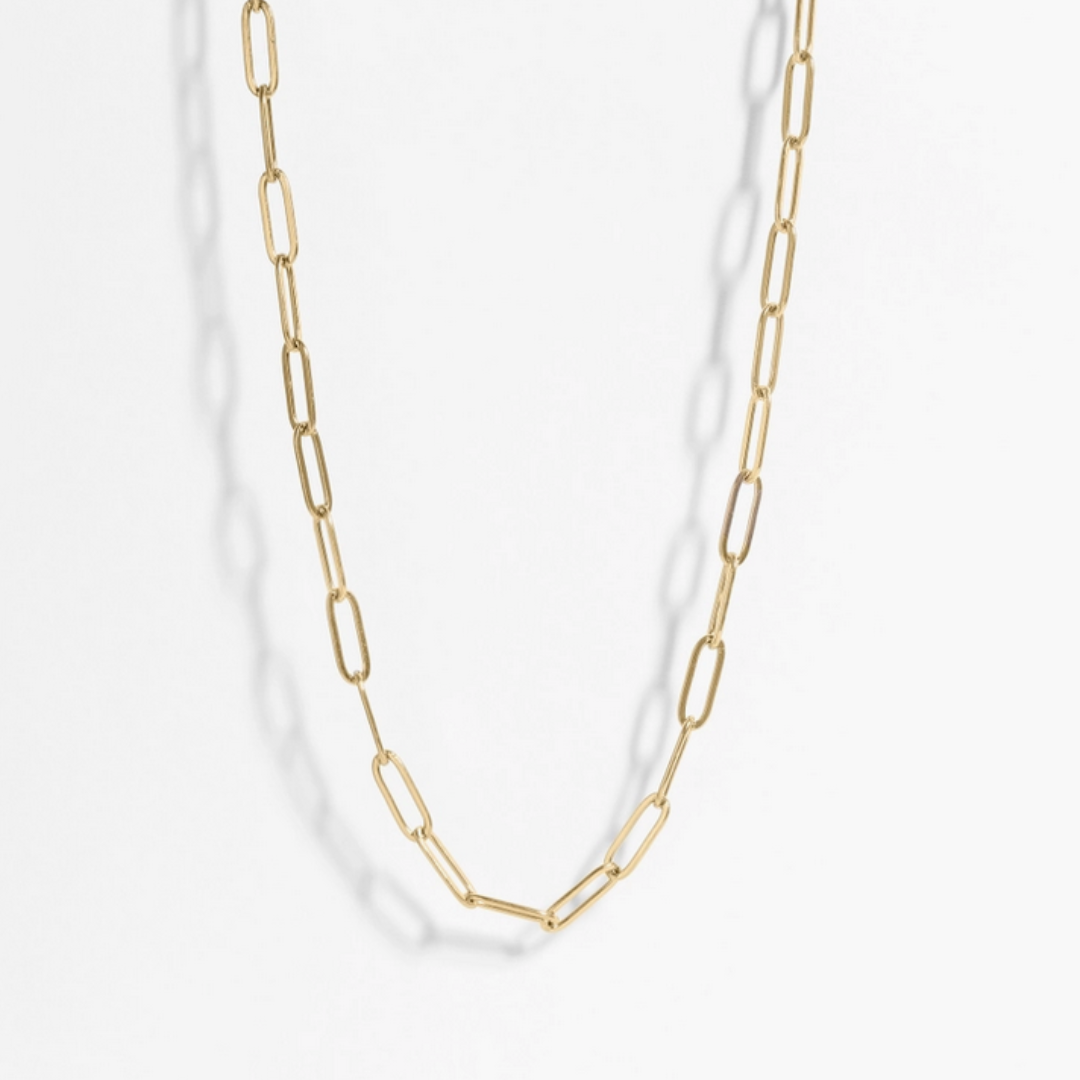 18K Gold Plated Paper Clip Necklace