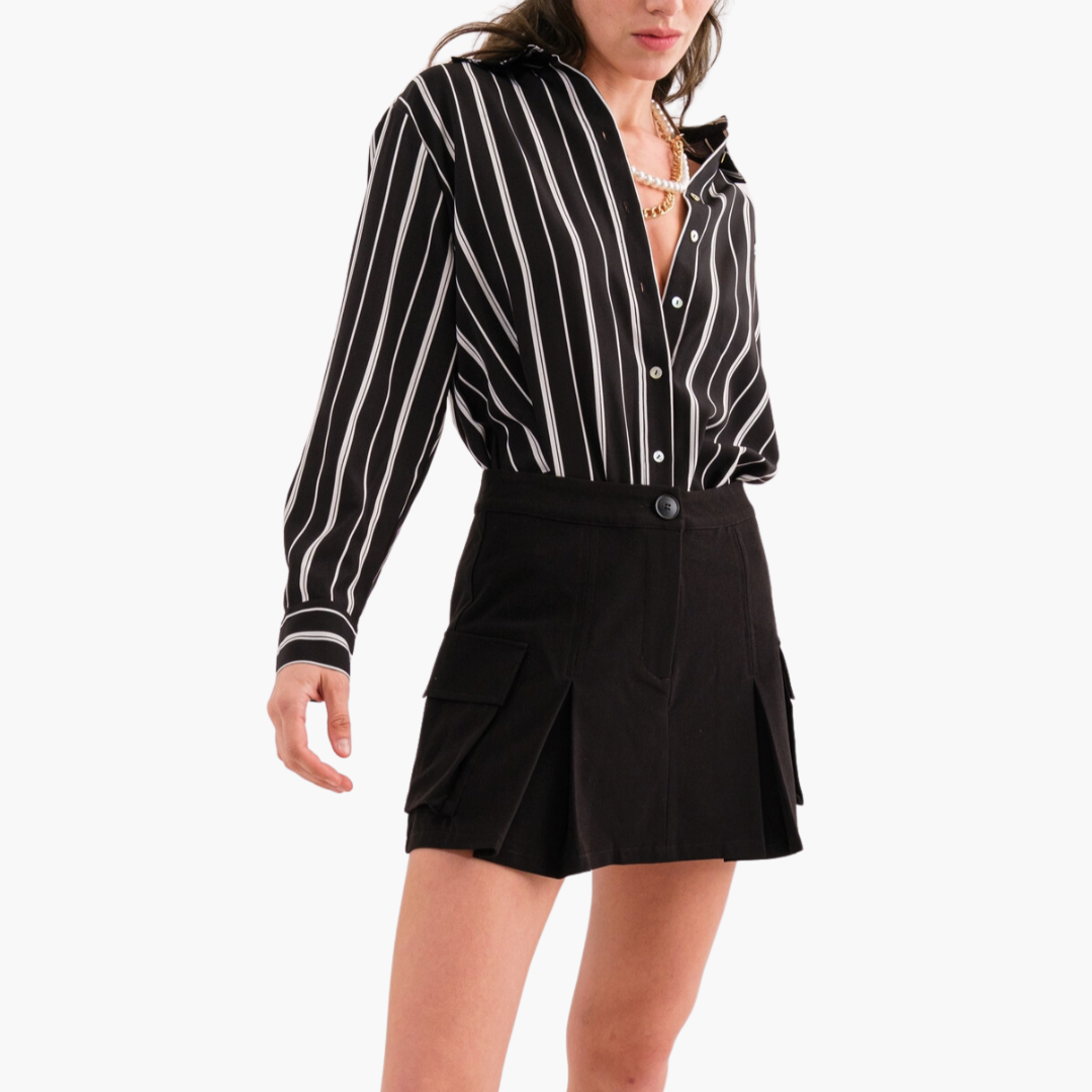 Black & White Striped Button Down Shirt