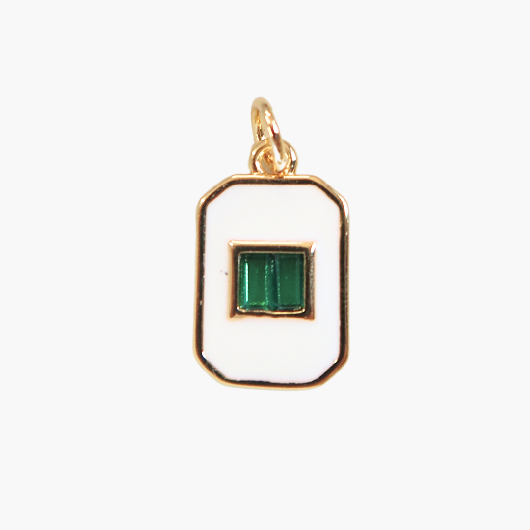 Emerald Enamel Tag Charm