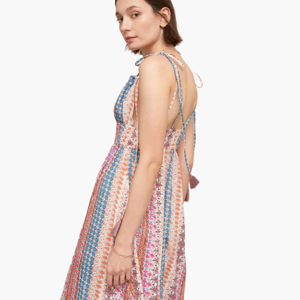 Shoulder Tie Printed Maxi Dress