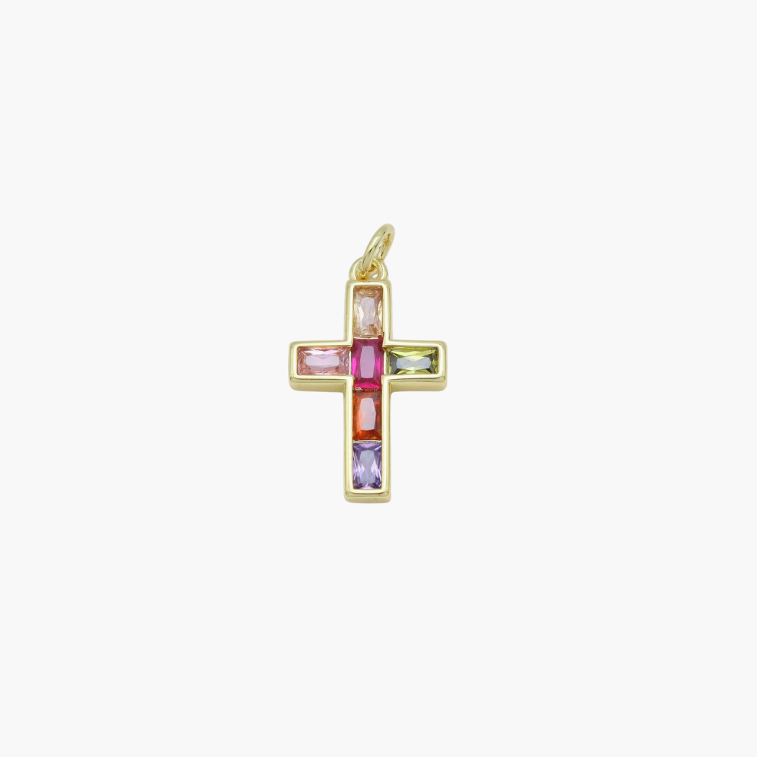 Rainbow Baguette Cross Charm