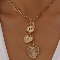 Evil Eye Heart Charm Necklace