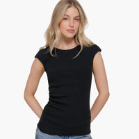 Cap Sleeve Cotton Asymmetric Knit Top