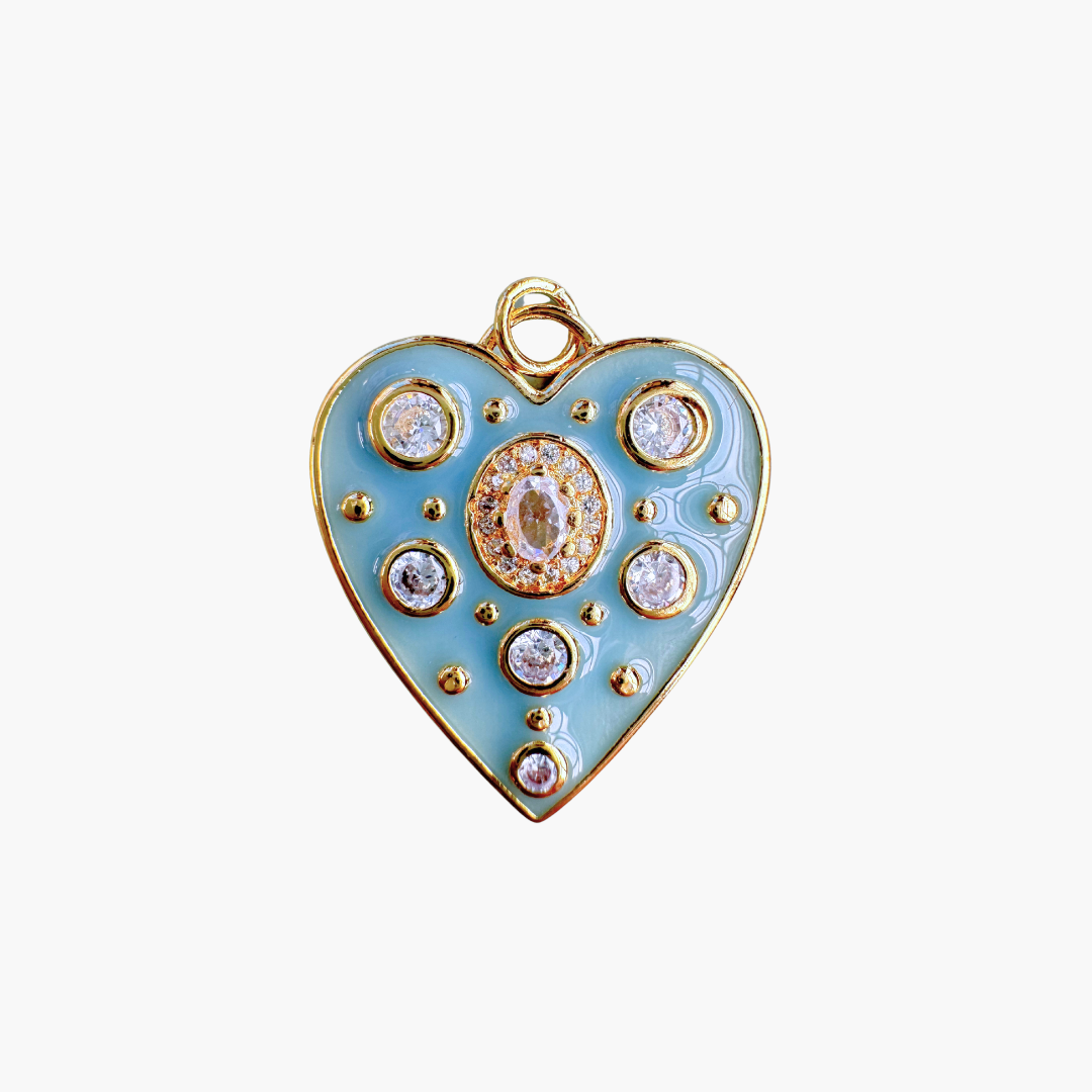 Big Enamel Studded Heart Charm