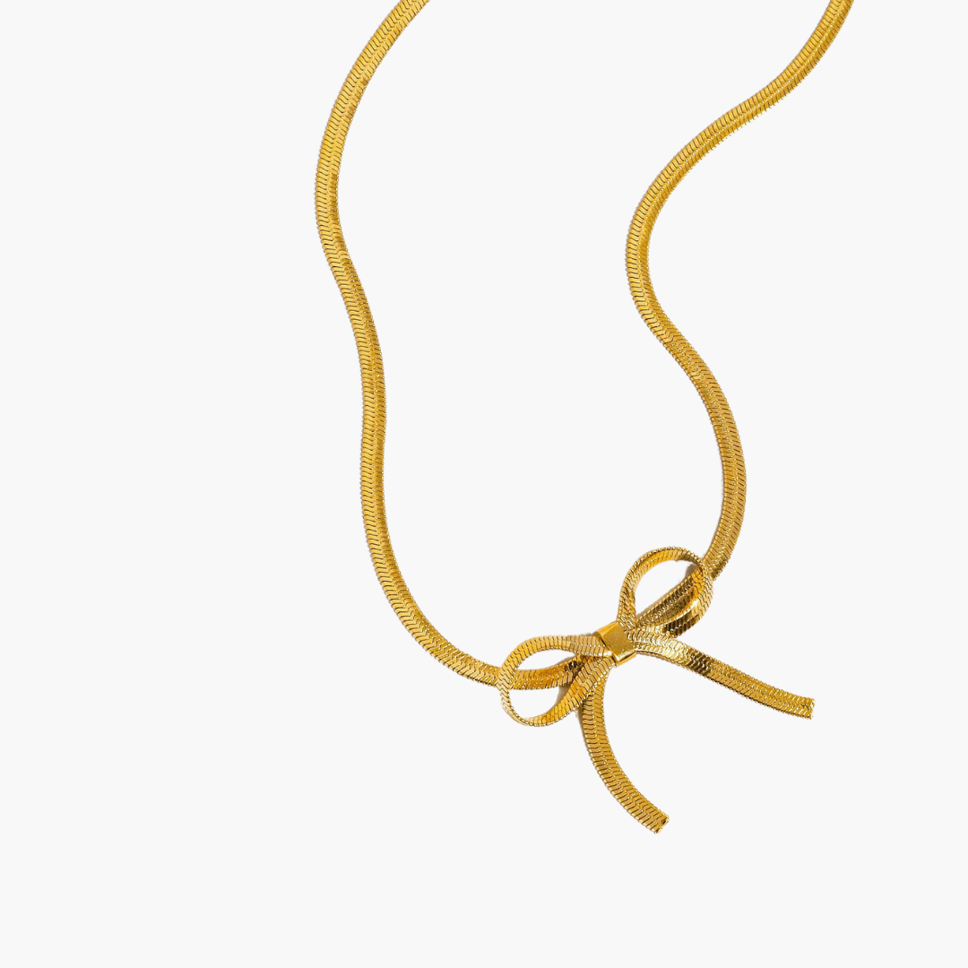 Marie 18k Gold Flat Snake Bow Choker