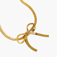 Marie 18k Gold Flat Snake Bow Choker