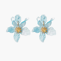 Romantic Blue Flower Drop Statement Earrings