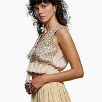 Front Tie Sleeveless Tassel Boho Top