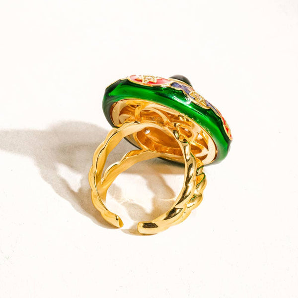 Darla 18K Gold Vintage Statement Oval Ring