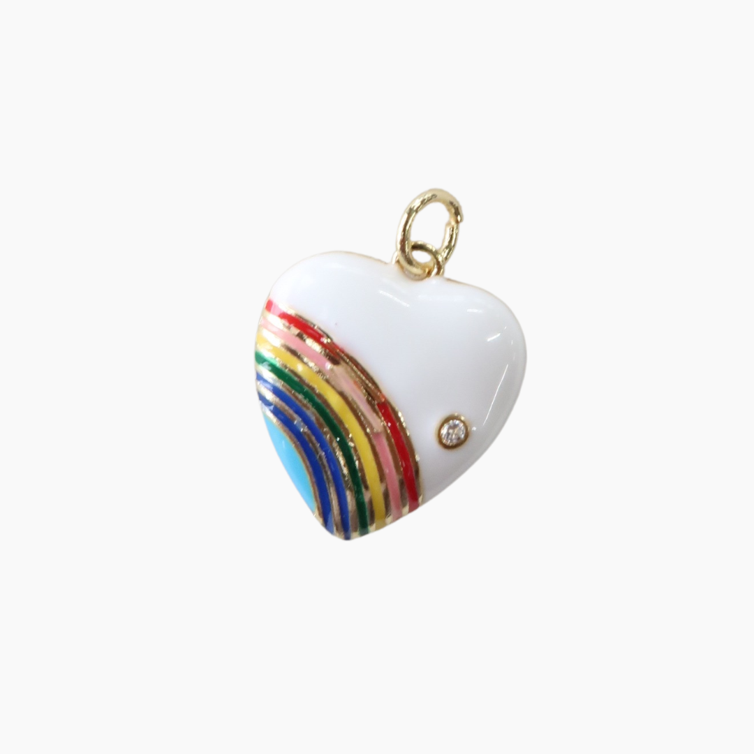 Enamel Rainbow Heart Charm