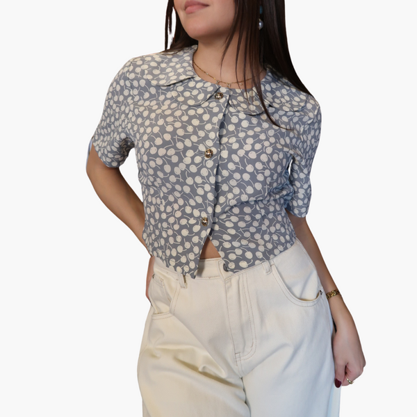 Reworked Vintage Short Sleeve Crop Top