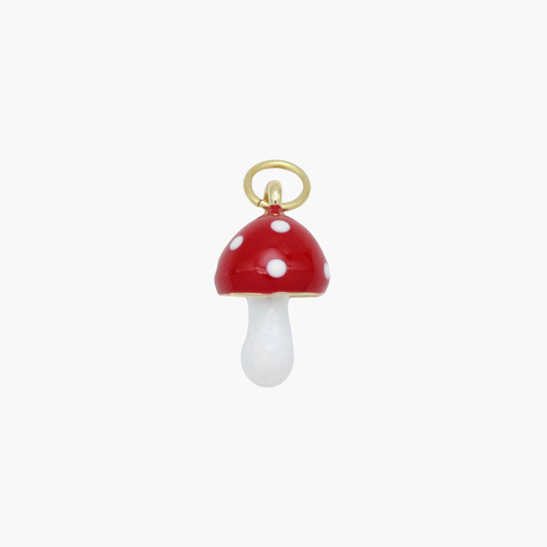 Tiny Enamel Mushroom Charm