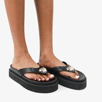 Silver Heart Platform Sandals