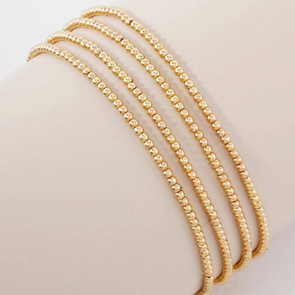 4PC-Set Skinny Metallic Beads Stackable Stretch Bracelets