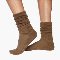 Olive Scrunch Grip Socks