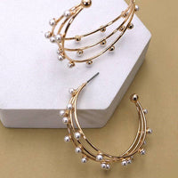 Wire Pearl Hoop Earrings