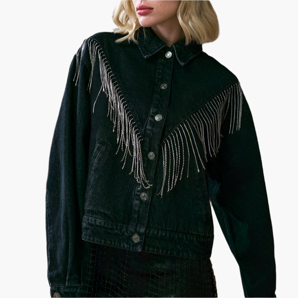 Jewel Fringe Denim Jacket