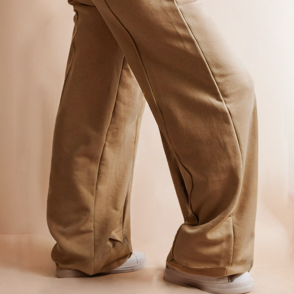 Camel Drawstring Wide Leg Lounge Pants