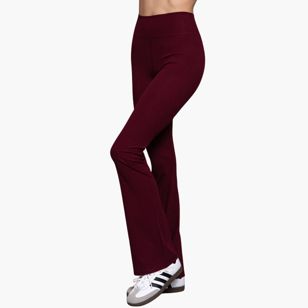 Waist Band Flare Stretch Workout Long Pants