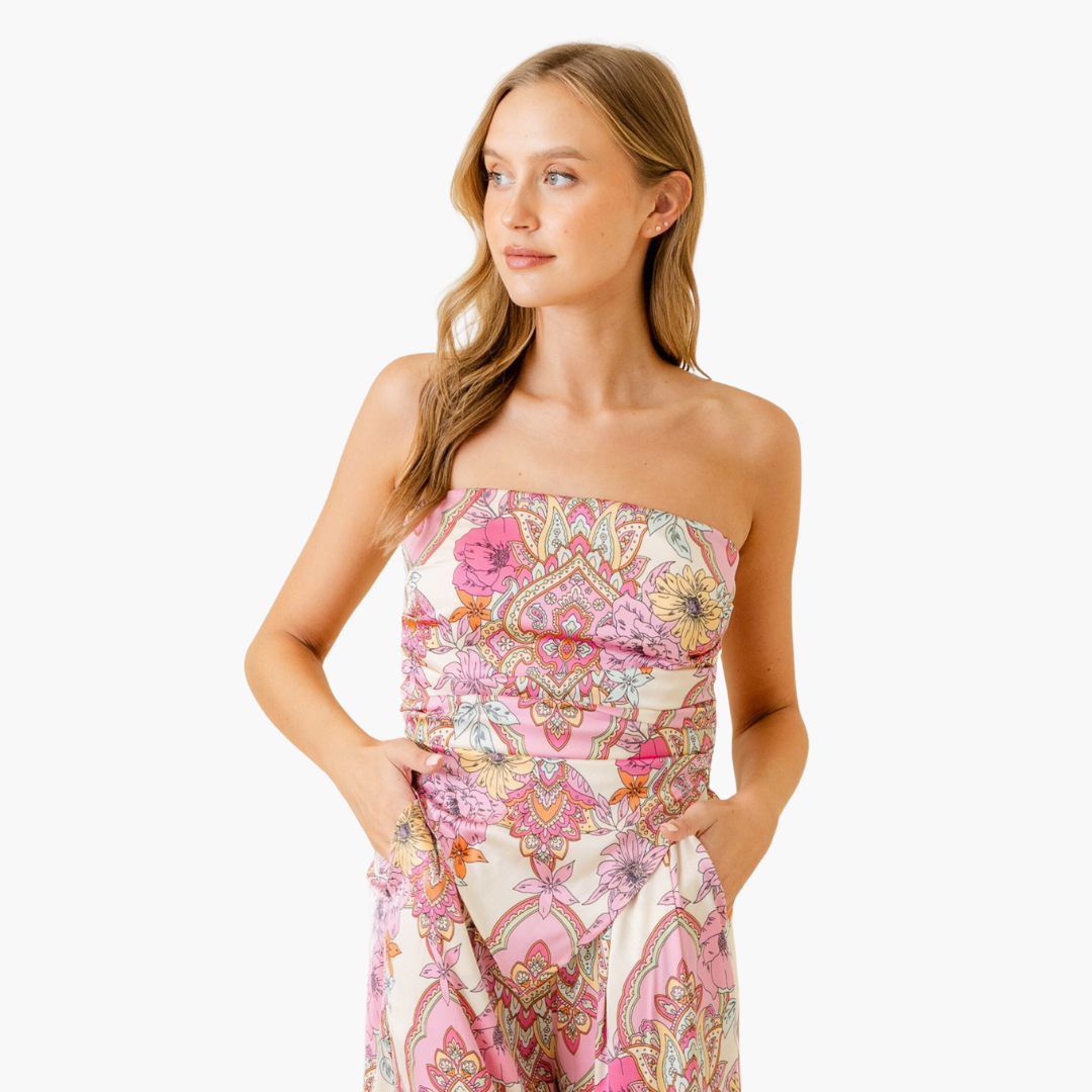 Retro Bandana Floral Tube Top