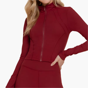 Long Sleeve Mock Neck Zip-Up Workout Jacket